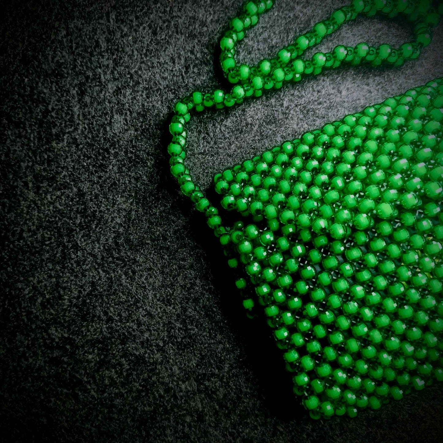 Emerald Bloom – Handcrafted Green Beaded Shoulder Bag