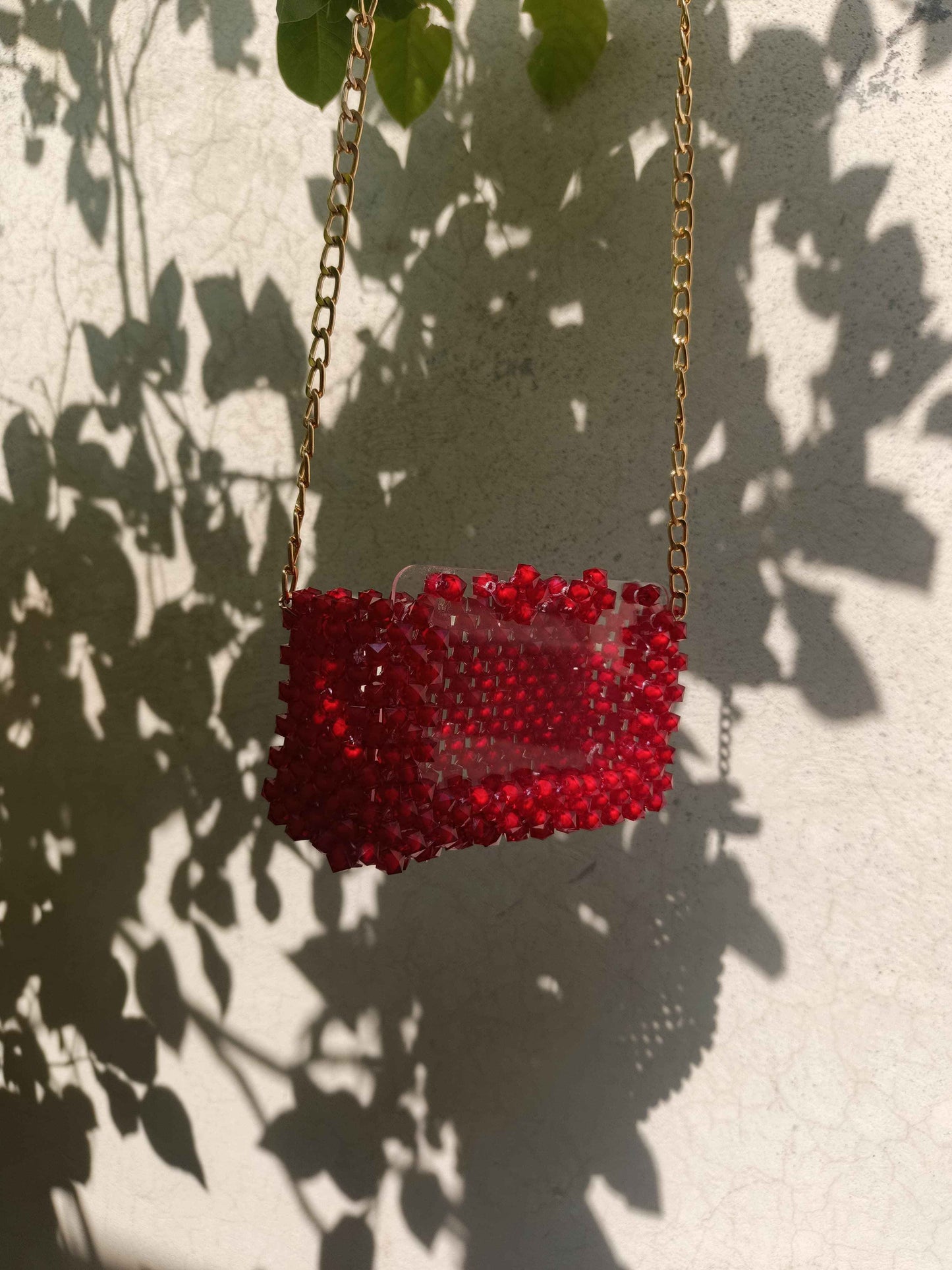 Scarlet Aura – Transparent Crystal Handbag