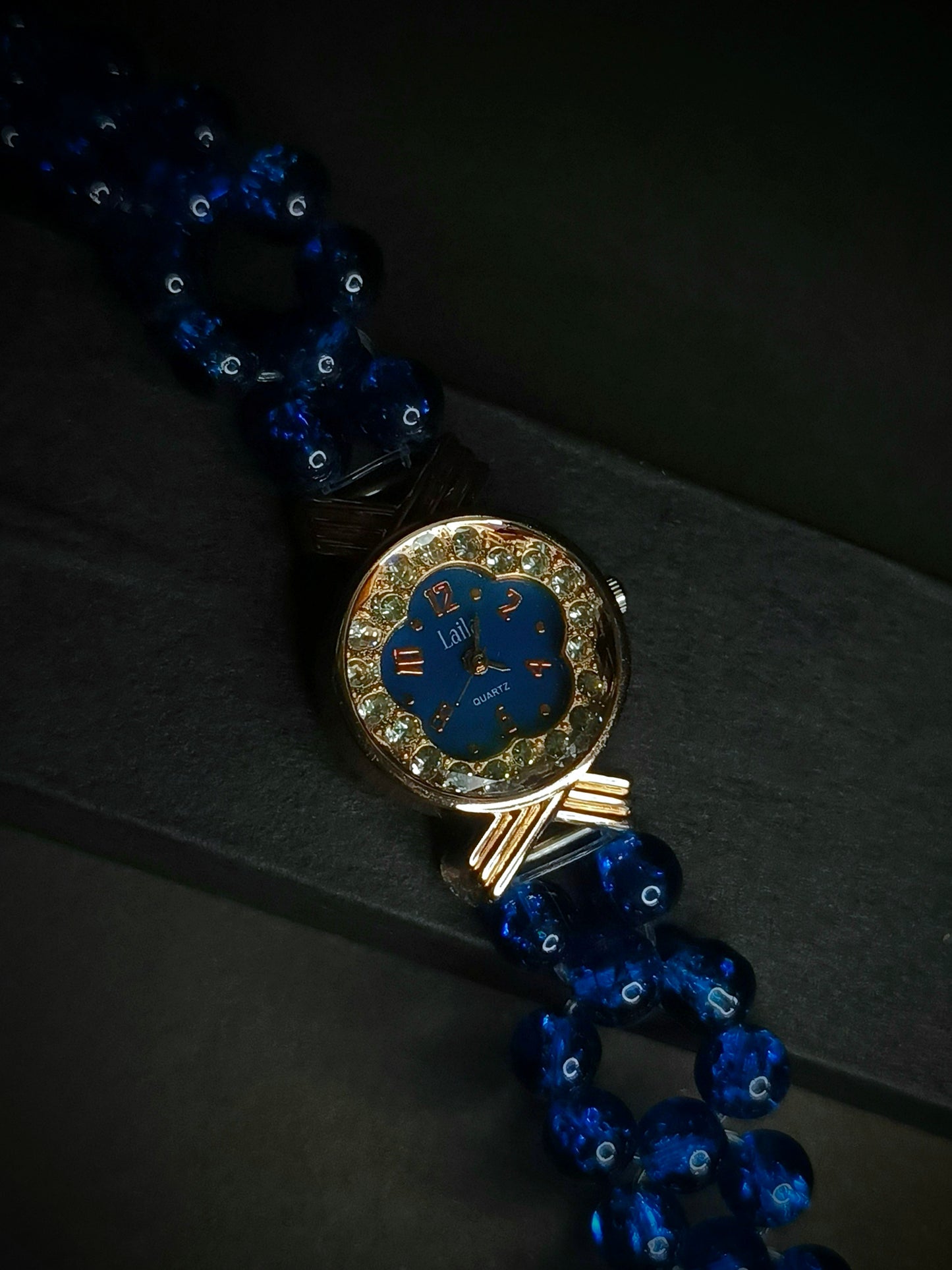 Elegant Blue Crystal Bead Women's Watch by MDH