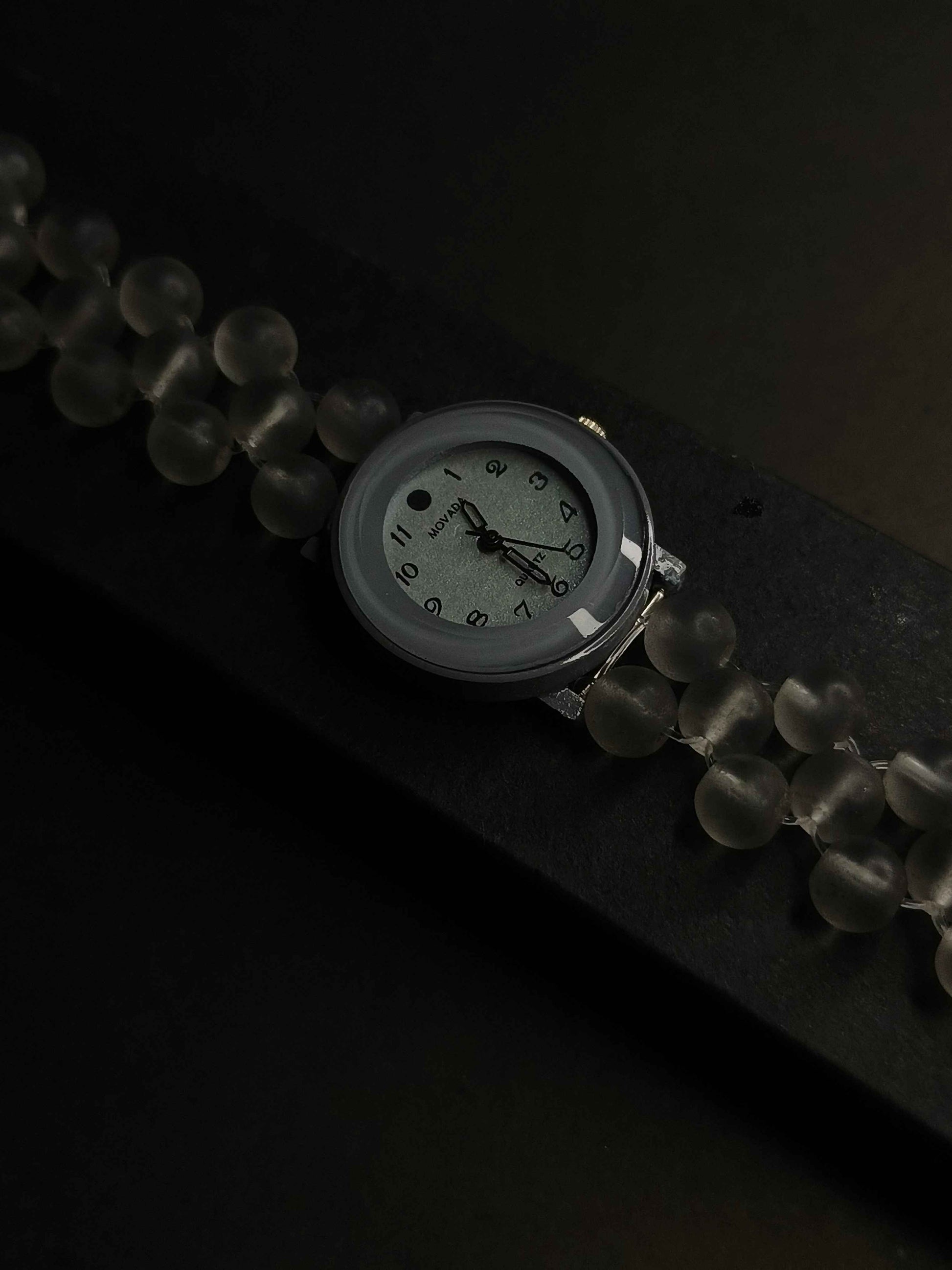 Smoke Pearl – Beaded Elegance Wristwatch